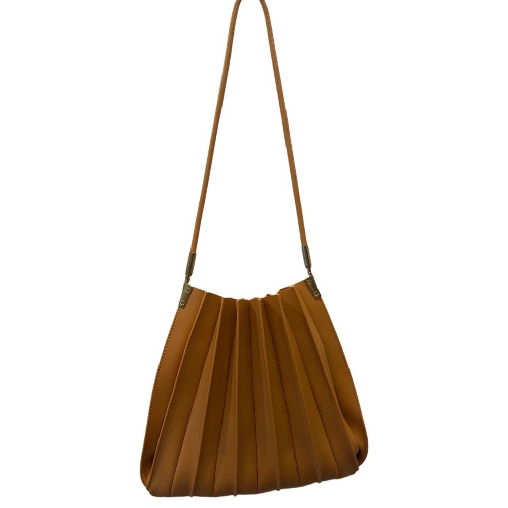 Melie Bianco Pleated Shoulder Bag in Cognac